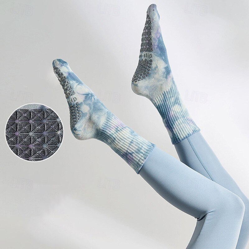 Women Tie-Dye anti-friction Sweat-absorbent Non-Slip Floor Socks For Pilates Dance