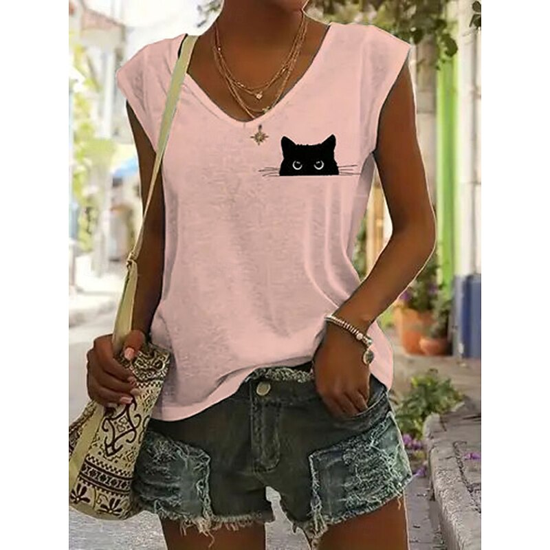 Women's Camisole Tank Top Graphic Animal Stylish Casual Sleeveless V Neck Regular Tops Daily Print White Pink Blue Green Summer Spring3