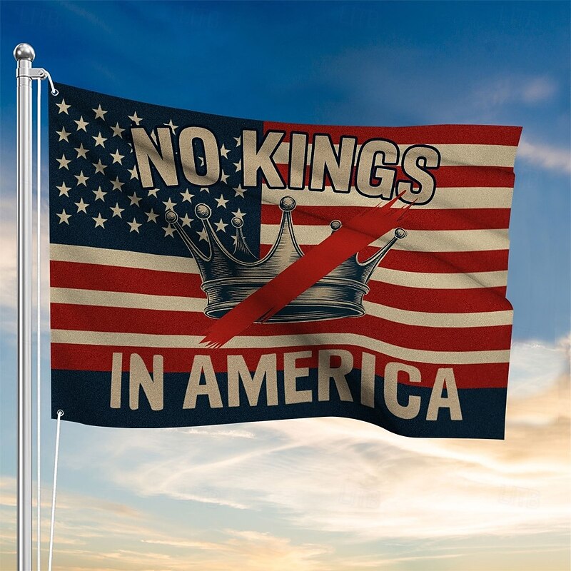 No Kings Protest Outdoor Indoor with Grommets Flag American House Yard Garden Decorations Holiday Banner Sign