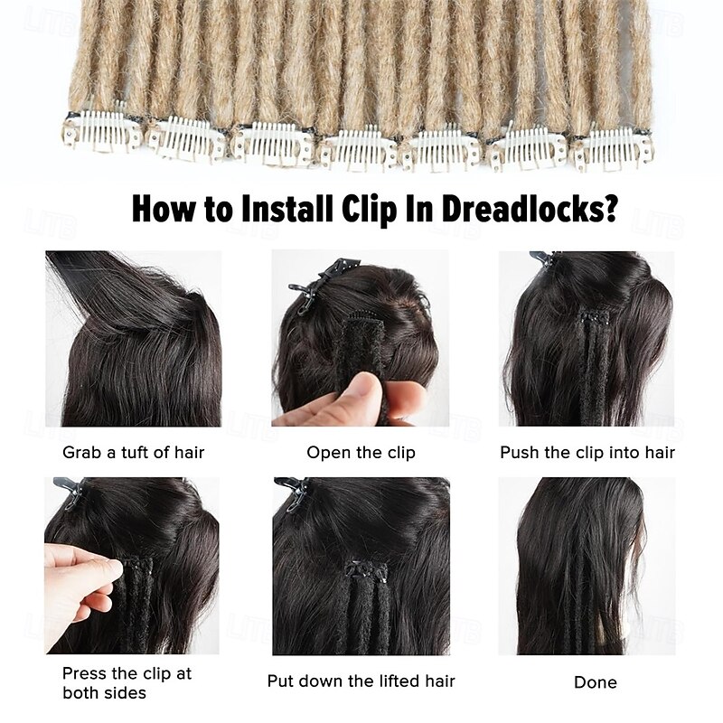 Clip in Dreadlock Hair Extensions 4PCS Clip in Dreads 24 Inch Synthetic Extensions Light Brown to Blonde Long Natural Soft Thin 0.6cm Width Dreadlocks for Women4