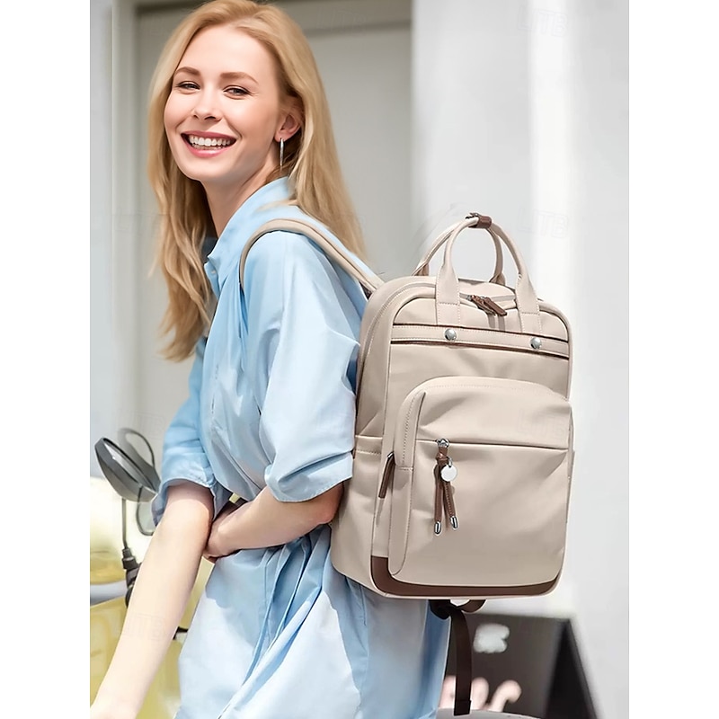 Women's Water-Repellent Backpack with Large Capacity, Double Layer Design and Luggage Trolley Sleeve, Stylish and Practical for Travel, Work, and School2