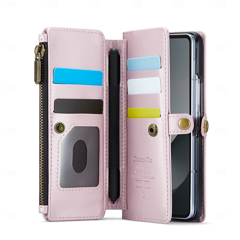 Phone Case For Samsung Galaxy Z Fold 7 Z Fold 6 Z Fold 5 Z Fold 4 Z Fold 3 Wallet Case with Lanyard with Wrist Strap Kickstand TPU PU Leather2