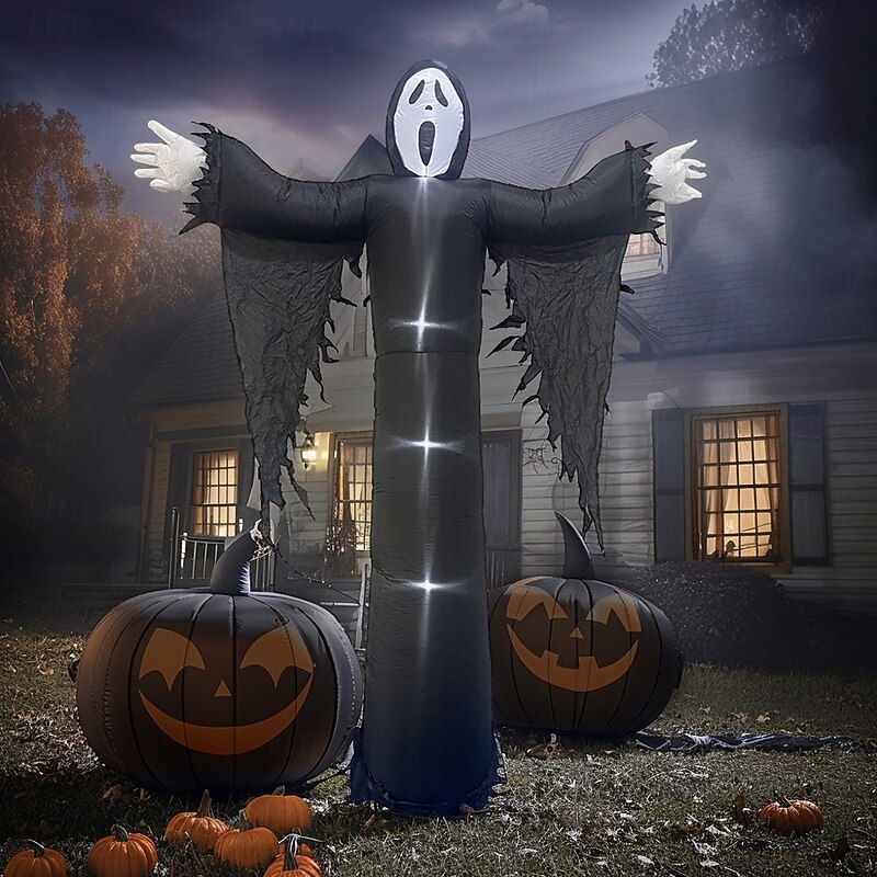 1 Pc 3.6M Halloween Outdoor Inflatable Air Model LED Light Black Ghost Air Model Courtyard Garden Lawn Path Party Atmosphere Decoration Light3