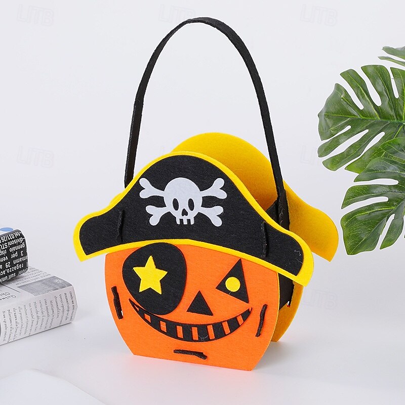 Halloween Pumpkin Buckets for Kids Trick or Treat Bags Portable Party Favor Bags Felt Candy Baskets Halloween Table Decorations4