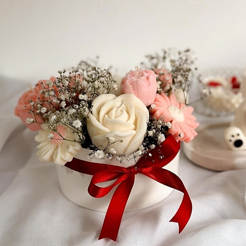 5pcs Peony Daisy Tulip Rose & Flower Bud Silicone Mold - Valentine'S Day Thanksgiving Christmas Halloween Easter Gift  DIY Candle & Soap Mold for Girlfriend & Mother  Perfect Home Decoration2