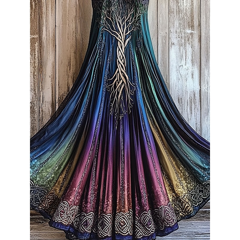 Women's Maxi Dress A Line Dress Off The Shoulder Dress Vacation Casual Party Regular Fit Ombre Graphic Sleeveless Square Neck Purple Orange Green Summer Spring3