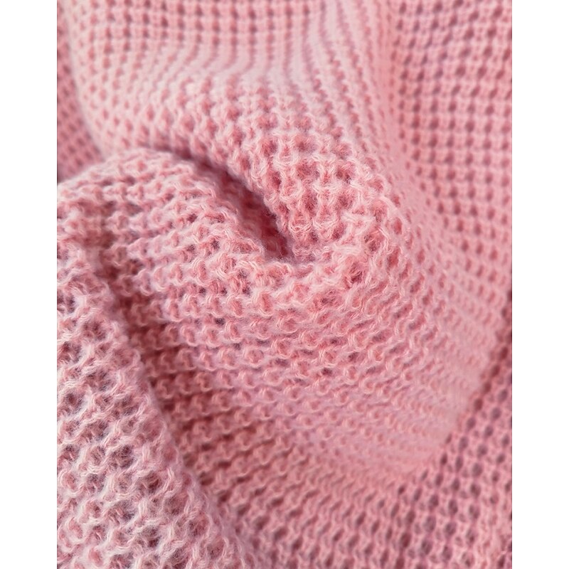 Women's Sweater Fashion Solid Color Ribbed Crew Neck Knitted Long Sleeve Regular Tops Knit Holiday Going out Weekend Pink Fall4