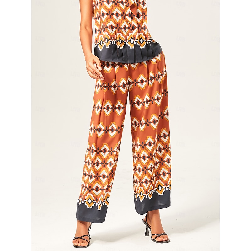 Geometric Rayon Wide-Leg Pants4