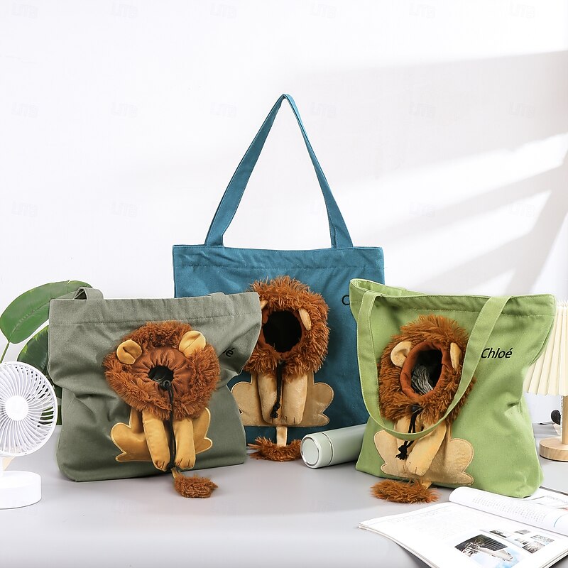 Personalized Pet Canvas Tote Bag with Custom Name Embroidery, Cat Dog Shoulder Bag for Travel, Gift for Pet Owners and Animal Lovers