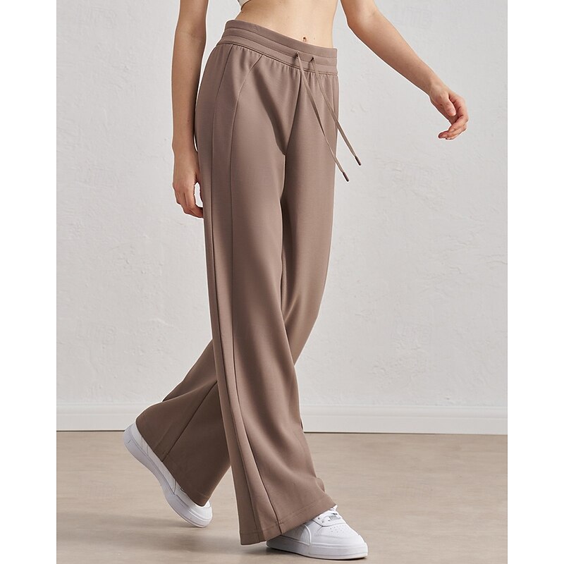 Women's fitness pants Pilates Pants Yoga Pants Drawstring with Pockets Lightweight High Waist Gym Pilates Zumba Bottoms Solid Color Brown Coffee Modal Fall Sports Activewear Micro-elastic Loose Fit4