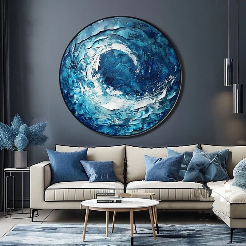 Hand Painted Minimalist Beach Painting Textured Wall Art Ocean Wave Painting on Canvas Wall Art Living Room Fashion Decor3