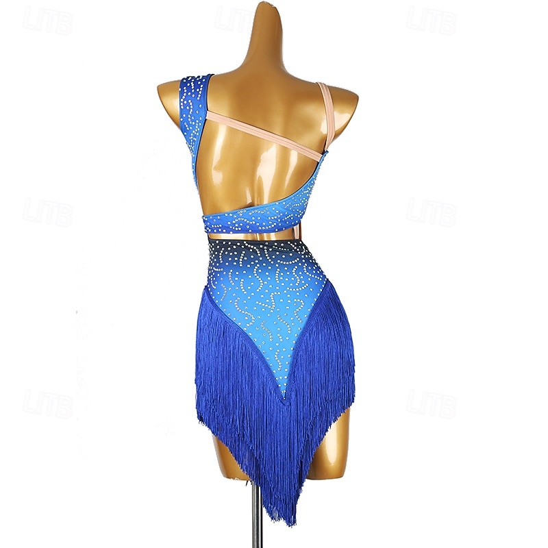 Latin Dance Dress For Women Competition Salsa Tassel Dress Sleeveless Rumba Chacha Dancewear Costumes3