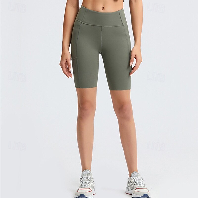 Women's Shorts Leggings Cozy Leggings Streetwear Casual Knee Length High Waist Plain Elastic Waist Breathability Stretchy Vacation Street Daily Wear Black Summer Regular Fit2