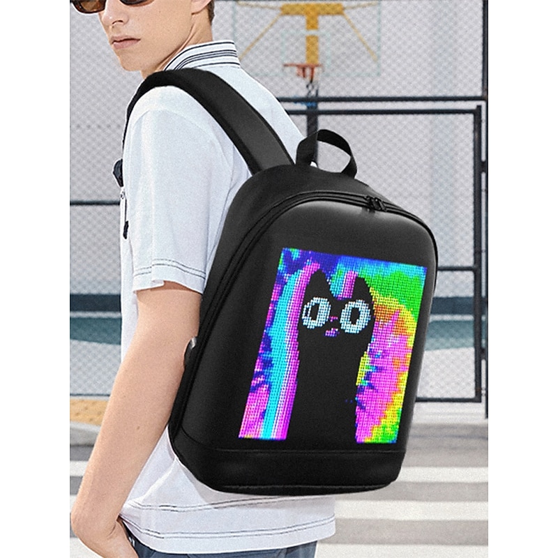 Men's Waterproof LED Display Backpack with App Control – Tech Style PU Leather School and Commuter Bag for Students, Creators and Daily Use3