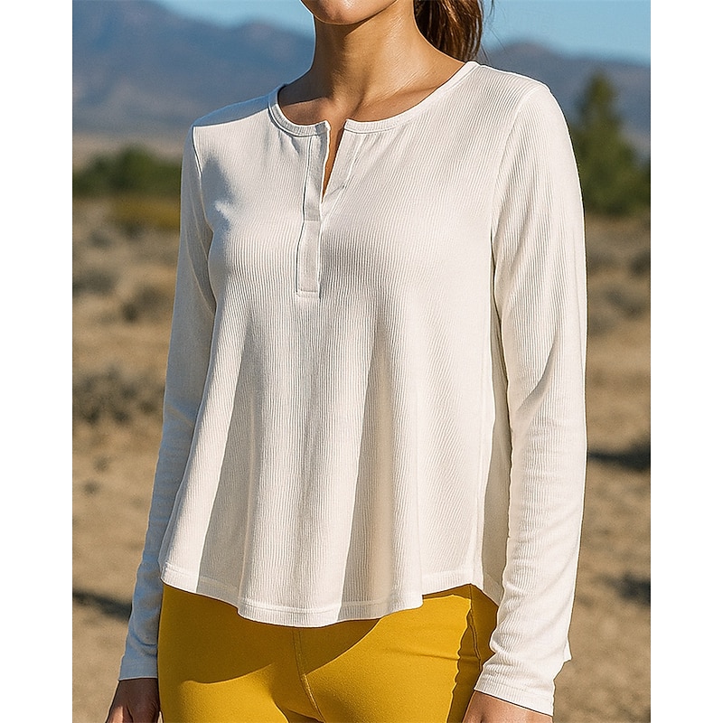 Women's Running Top Running Shirt Buttons Long Sleeve Tee Tshirt Solid Colored Quick Dry Lightweight Elastic Breathable Tennis Golf Running Sportswear Activewear Black White Pink3