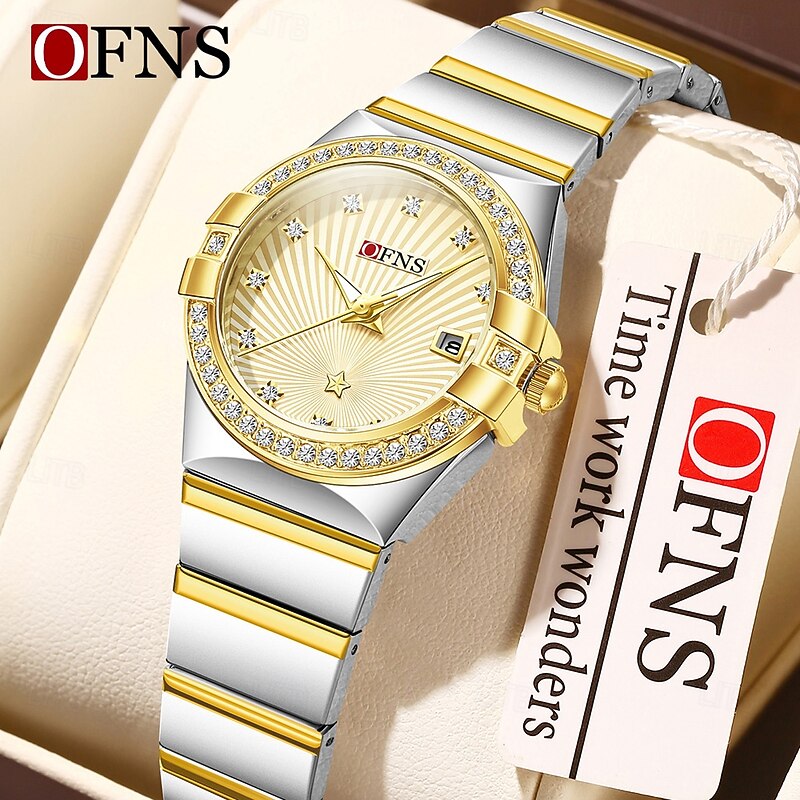 OFNS Brand Kid's Women Quartz Watch Fashion Rhinestone Casual Wristwatch Luminous Calendar Date Waterproof Stainless Steel Strap Watch4
