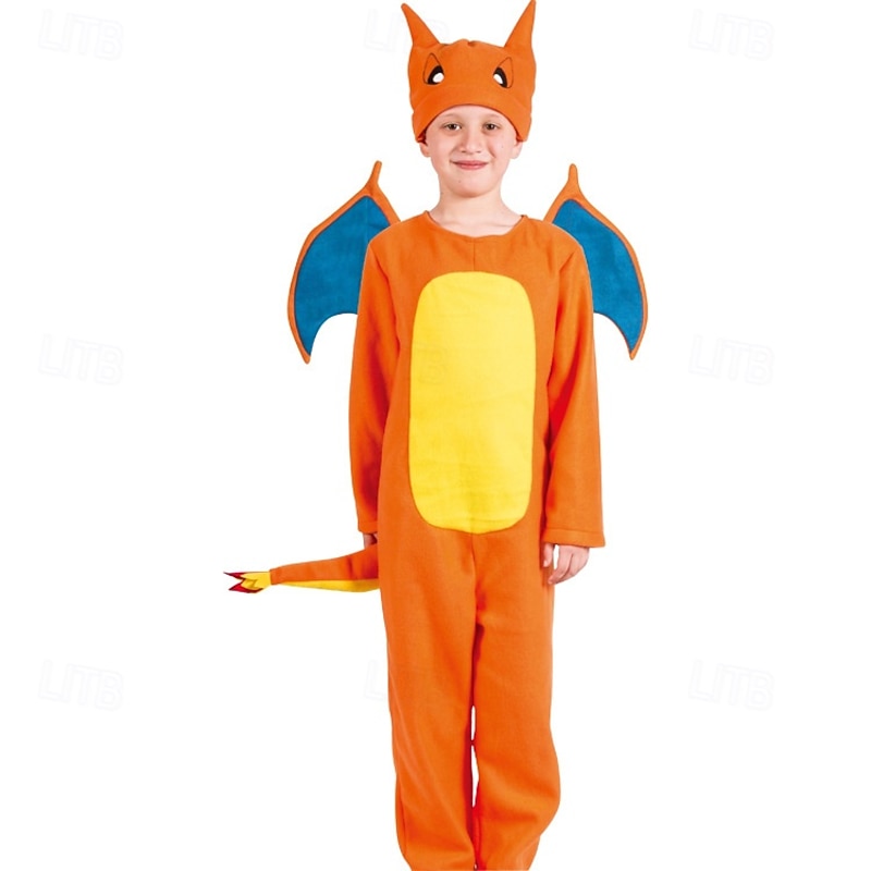 Dragon Charizard Halloween Kigurumi Onesies Fairy Tail Animal Anime Cosplay Kid's Boys' Girls' Halloween Carnival World Book Day Performance Educational Dress Up School Event Dress Up Easy Halloween