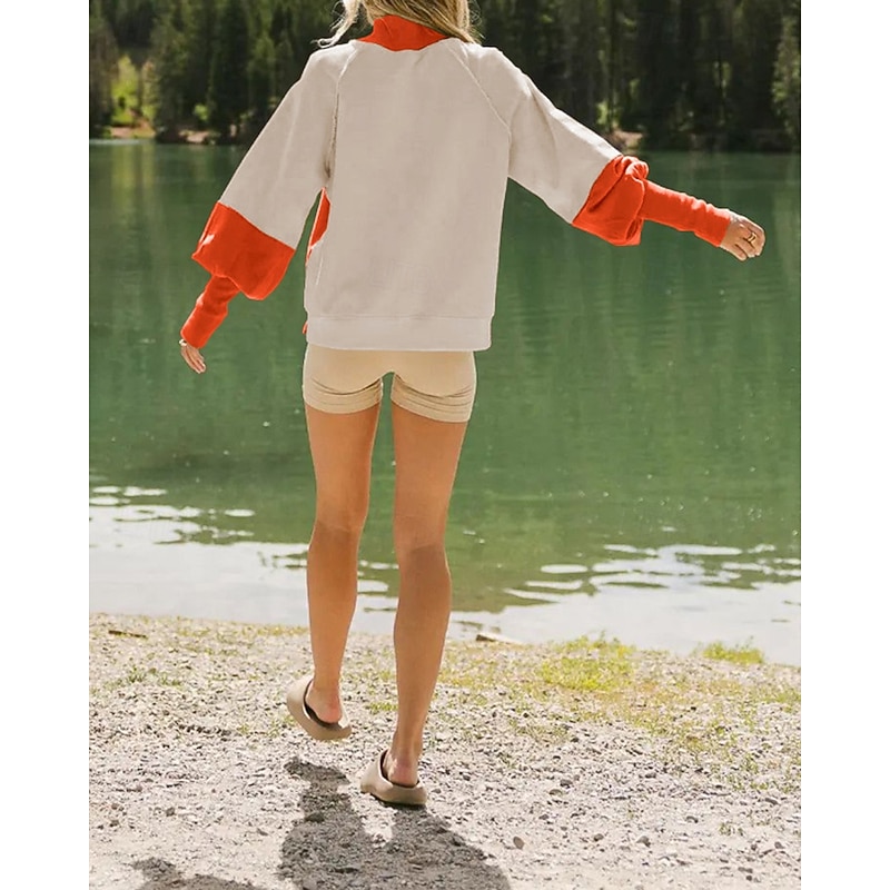 Women's Sweatshirt Track Top Pullover Sports Top Patchwork Long Sleeve Top Athleisure Fall Color Block Thermal Warm Windproof Tennis Golf Running Sportswear Activewear Wine Red Black Army Green3