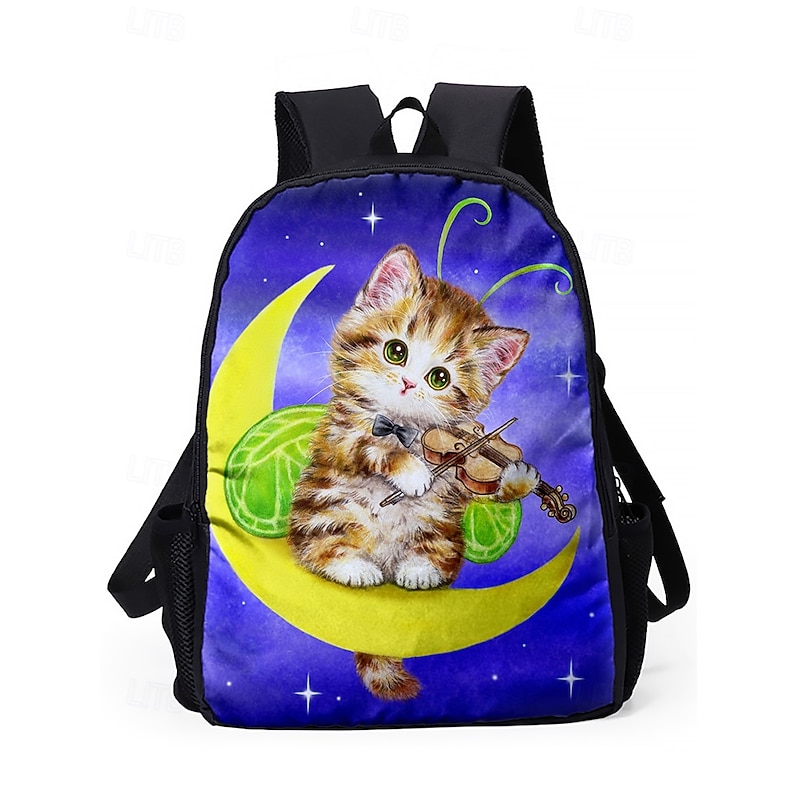 Kid's Funny Cat Violin Three-Piece Backpack - Durable, Stylish Campus Casual Bag for Boys and Teens Kayomi Harai4