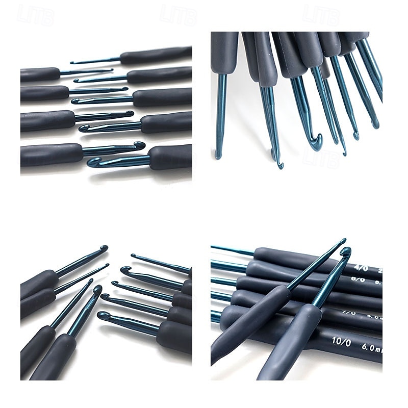 Blue Soft-Handled Crochet Hook Set, 9-Piece Boxed Crochet Hook Kit with Silicone Handles for Yarn and Sweater Knitting3