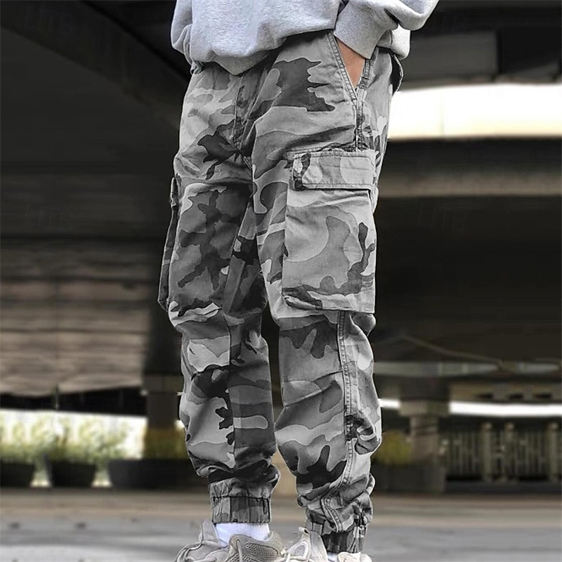 Men's Cargo Pants Hiking Pants Trousers Hiking Trousers Camouflage Outdoor Regular Fit Waterproof Windproof Quick Dry Lightweight Pants / Trousers Pocket Elastic Waist Grey Camping / Hiking Golf