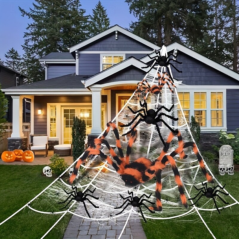 3pcs Giant Fake Spiders for Halloween - Scary & Hairy Perfect for Indoor/Outdoor Decorations Yard Parties & Room Accents2