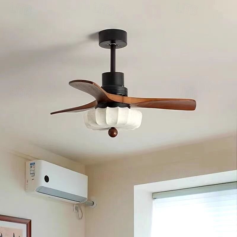 Ceiling Fan with Lights Wooden Ceiling Fan with Lights Silent Reversible DC Motor with 3 Blades for Farmhouse, Living Room, Bedroom, Office2