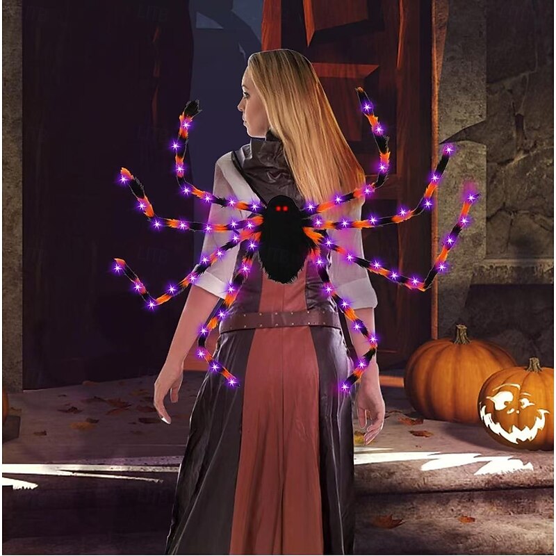 Halloween Large Plush Spider Backpack, Funny Creepy Costume Prop for Kids and Adults, Fluffy Candy Bag for Trick or Treat Party and Cosplay Decoration