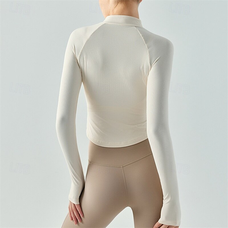 Women's Sports shirts Crew Neckline Skin Friendly Softness Stretchy Long Sleeve Sports Solid Color Top For Pilates Zumba Running Activewear2