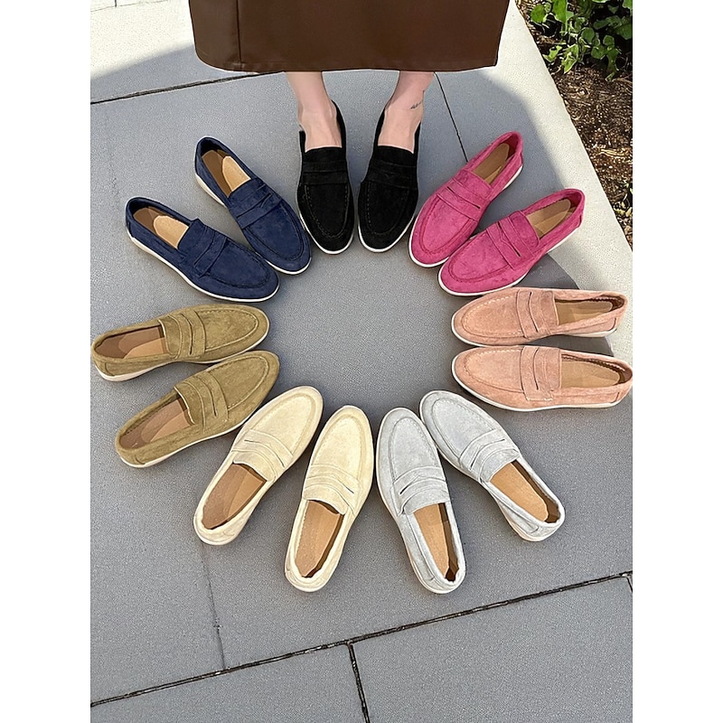 Women's Yellow Suede Loafers with Cushioned Sole for Casual Dates and Everyday Walking Comfort