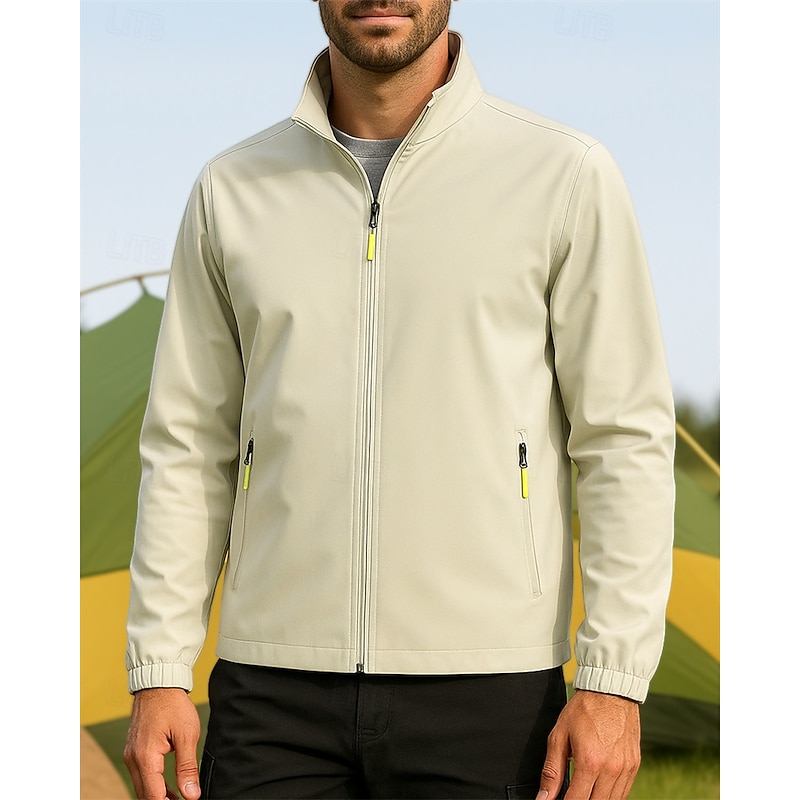 Men's Hiking Jacket Sport Jacket Rain Coat Outdoor Waterproof Lightweight Breathable Hiking Outfits Hiking Clothes Spring Autumn / Fall Jacket Tennis Golf Running Solid Color Black Ivory Navy Blue