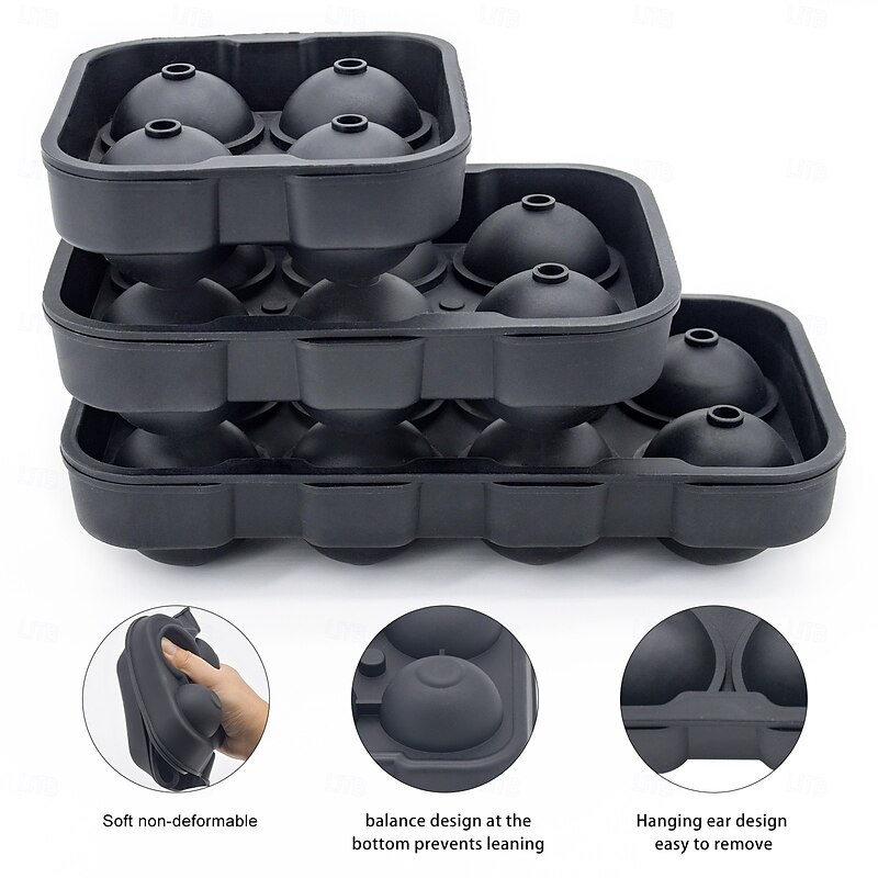 Round Ice Ball Mold for Whiskey, Large Silicone Ice Sphere Tray with Lid, Easy Release & Quick Freeze Ice Maker for Cocktails, Bars, Parties, Big Ice Cube Mould for Drinks2