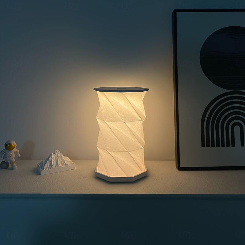 1pc Vintage Wooden Portable Stepless Dimming USB Rechargeable Camping Tent Night Light Folding Outdoor Table Lamp4