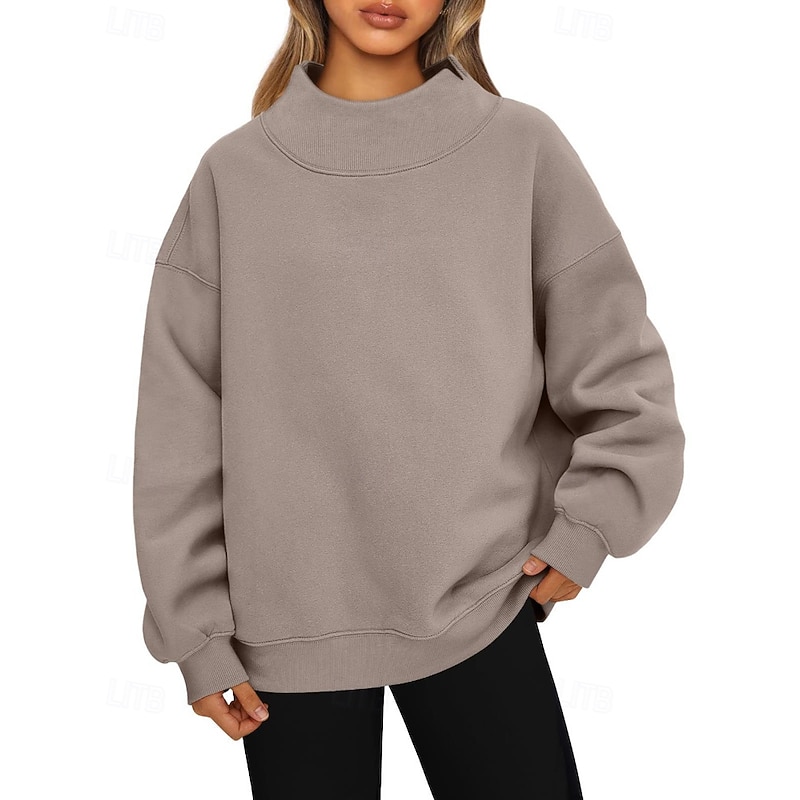 Women's Blouse Plain Modern Long Sleeve Turtleneck Regular Tops Holiday Going out Black White Pink Light Brown Brown Fall Winter