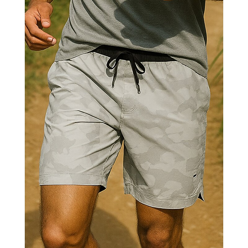 Men's Running Shorts Pocket Shorts Sports & Outdoor Casual Breathable Quick Dry Lightweight Tennis Golf Running Regular Fit Sportswear Activewear Camouflage Black Light Grey Gray