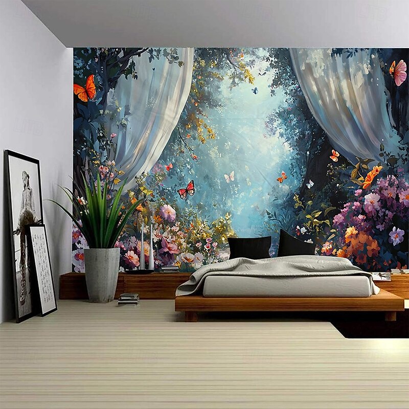 Dreamy Butterfly Landscape Tapestry Decorative Art Carpet Curtain Hanging Home Bedroom Living Room Decoration4