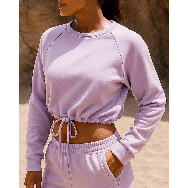 Women's Running Top Sports Sweatshirt Drawstring Long Sleeve Top Athleisure Fall Solid Colored Breathable Pilates Running Yoga Sportswear Activewear Black White Blue