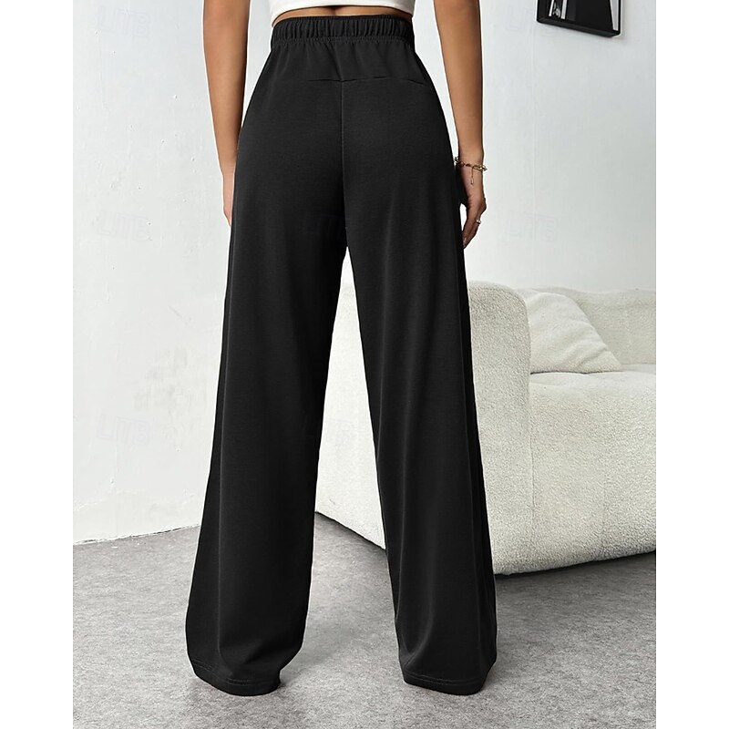 Women's Slacks Pants Trousers Streetwear Casual Full Length Natural Plain Pocket Elastic Drawstring Design Comfy Outdoor Comfortable Outdoor Vacation Holiday Dark Grey Grey Black Dark navy Fall4