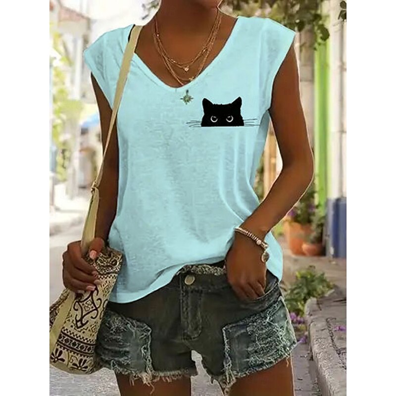 Women's Camisole Tank Top Graphic Animal Stylish Casual Sleeveless V Neck Regular Tops Daily Print White Pink Blue Green Summer Spring4