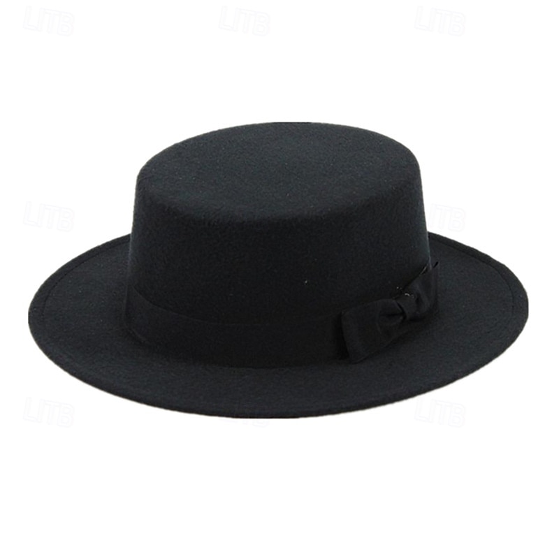 Retro Parent-Child British Style Black Flat Hat Woolen Hat Men And Women Performance Gentleman Hat Felt Hat Children's Performance Hat3