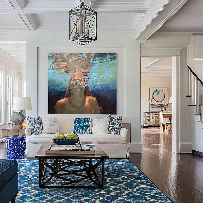 Handmade Oil Painting Canvas Wall Art Decoration Modern Portrait Person Swimmer for Home Decor Stretched Frame Hanging Painting/Rolled Frameless Unstretched Painting3