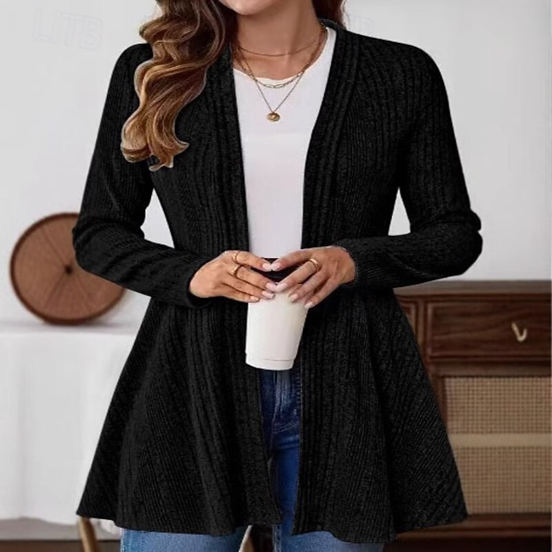 Women's Casual Jacket Breathable Comfortable Oversized Simple Casual Plain Vacation Street Casual Daily Wear Open Front Regular Stand Collar Regular Fit Long Sleeve Outerwear Black Gray Fall Winter4
