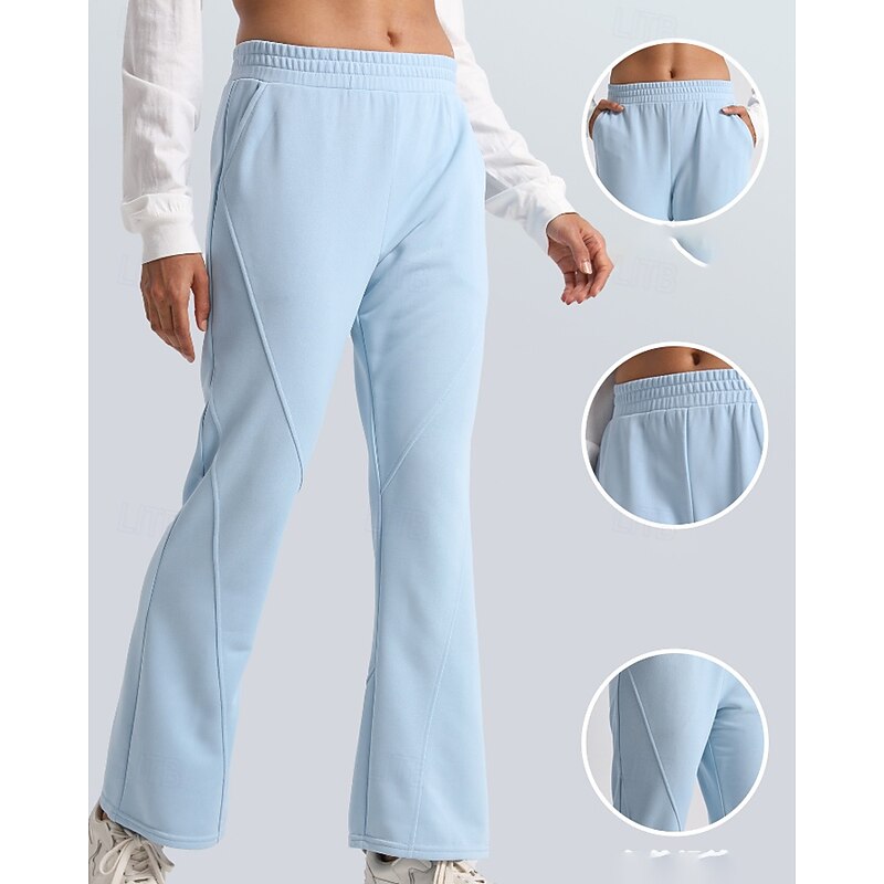 Women's Sweatpants Track Pants Straight Leg Pants Pocket Bottoms Outdoor Sports & Outdoor Workout Windproof Moisture Wicking Pilates Running Yoga Regular Fit Sportswear Activewear Solid Colored Sky