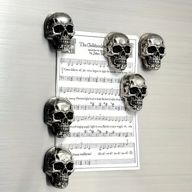 6pcs Halloween Skeleton Stainless Steel Refrigerator Magnets, Cool Cute Gothic Decorative Magnets for Adults, Boys, Kitchen, Office, Whiteboards, Cabinets