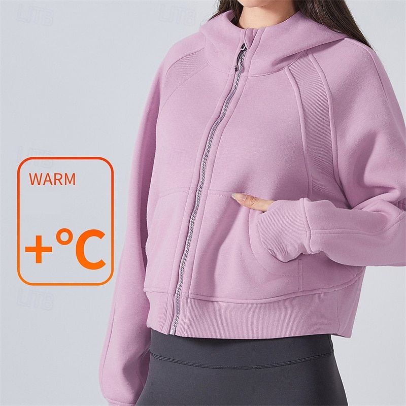 Women's Sport Jacket Windproof Warm Zipper Long Sleeve Sports Solid Color Jacket For Pilates Running Yoga Activewear