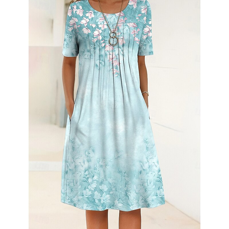 Easter Women's Midi Dress Shift Dress Summer Dress Vacation Casual Daily Regular Fit Floral Graphic Half Sleeve Crew Neck Light Yellow Blue Purple Green Summer Spring4