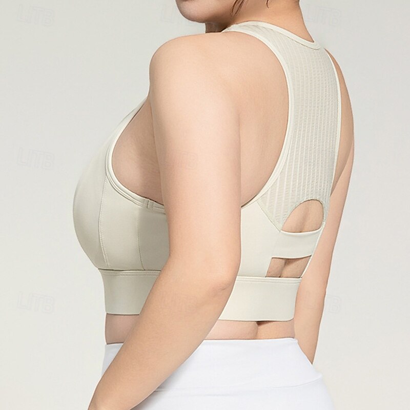 Women's Yoga Bra Sports Tank Top Pilates Bra Underwear High Impact High Supports Breathable Wireless Padded Solid / Plain Color Sport Activewear Black Green Gym Pilates Running3