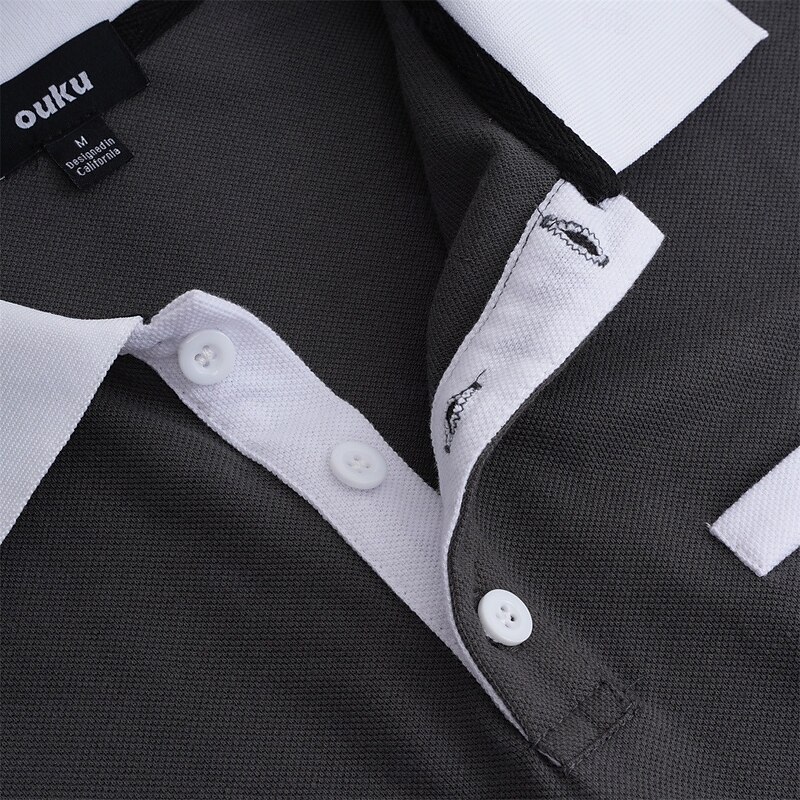 Men's Polo Shirts Golf Polos Shirts Business Casual Lapel Ribbed Polo Collar Long Sleeve Fashion Basic Solid Color Pocket Fall Winter Regular Fit Black Red Navy Blue Dark Gray Light Blue Polo Shirts2