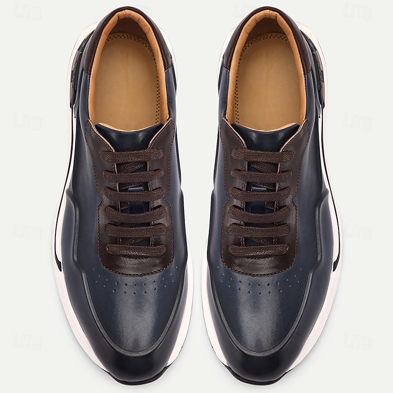 Navy Blue Sports-Inspired Sneakers for Men with Premium Cowhide Upper and Sporty Design - Perfect for Active Lifestyles Travel Casual Events and Outdoor Activities4