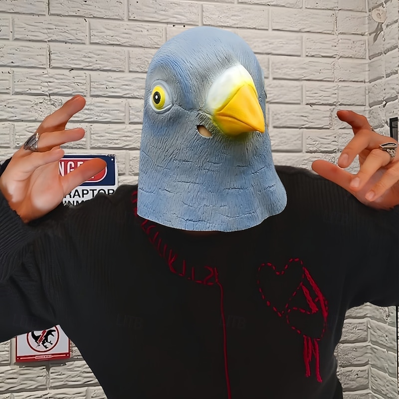Halloween Pigeon Mask for Adults Realistic Scary Costumes Latex Face Mask, Funny Bird Head Mask for Halloween Party Cosplay and Pranks